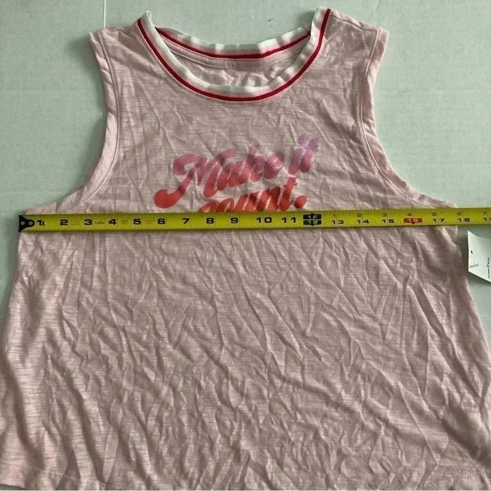 Old Navy Active Graphic Gym Tank Top Womens Sz XS Pink Make It Count Cropped NEW - Picture 3 of 6